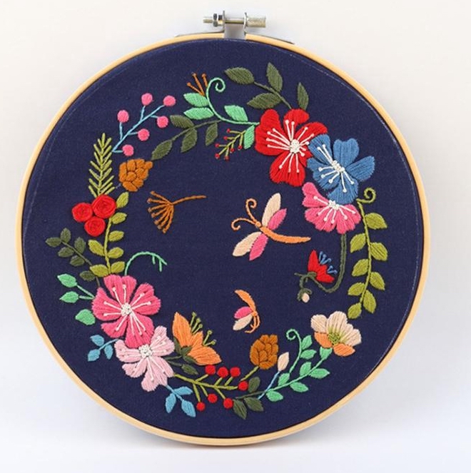 Flowers Pattern DIY Cross Stitch Kit Handmade Craft Sewing Embroidery Set